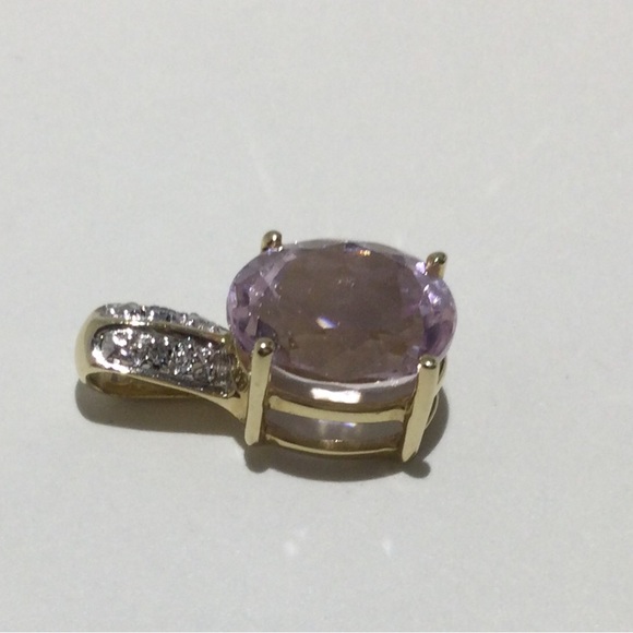 14K Kunzite and Diamond Pendant - Picture 3 of 12